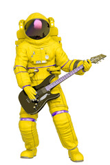 astronaut playing guitar full body