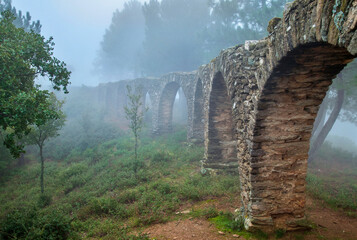 The old aqueduct (18th century) close to Metaxochori village, Municipality of Agia, Kissavos...