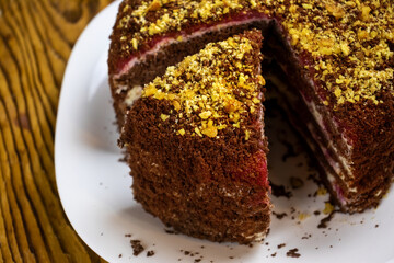  image of delicious birthday cake close-up