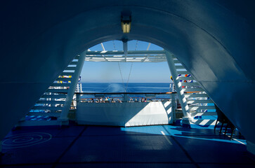 Dream vacation during luxury Mediterranean cruising on classic cruiseship cruise ship liner with...
