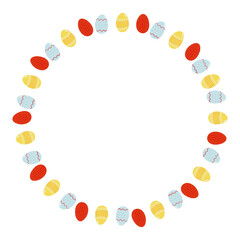 Easter frame with eggs. Vector illustration for greeting cards, interior posters, decorations of windows, clothes. For banners, flyers, web sites, posts.