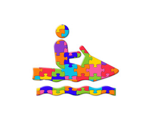 jet ski water sports, jetski Jigsaw Puzzle Icon Logo illustration