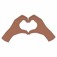 Fototapeta premium Vector illustration of a heart-hand symbol isolated on white. Sign language in flat style. Picture for Valentine's Day, a symbol of health care, charity or support