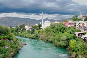 Fototapeta na wymiar Historical Mostar City - Bosnia and Herzegovina