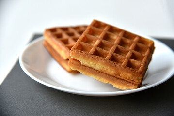 Viennese soft waffles on a white plate