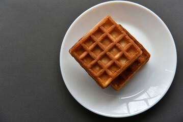 Viennese soft waffles on a white plate