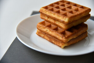 Viennese soft waffles on a white plate