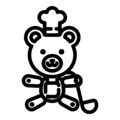 Teddy Bear Cook Flat Icon Isolated On White Background