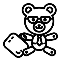 Teddy Bear Businessman Flat Icon Isolated On White Background