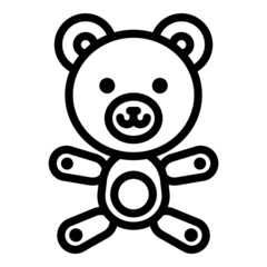 Teddy Bear Toy Flat Icon Isolated On White Background