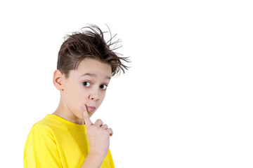 Portrait of a surprised teenager isolated on a white background.