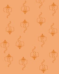 Orange background with Ganesha icons