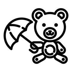 Teddy Bear With Umbrella Flat Icon Isolated On White Background