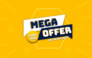 Mega Offer banner with editable text effect