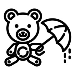 Teddy Bear With Umbrella Flat Icon Isolated On White Background
