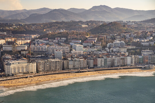 View of the beach of La Concha in San Sebastian Donostia