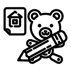 Teddy Bear Designer  Flat Icon Isolated On White Background