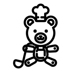 Teddy Bear Cook Flat Icon Isolated On White Background