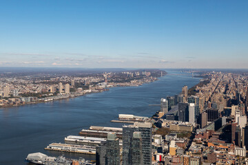 aerial view of the Hudson river in New York city