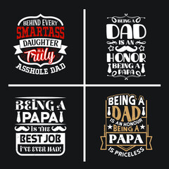 Dad day quotes bundle design vector graphic.