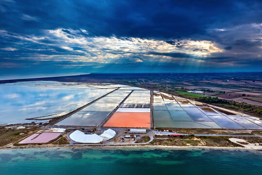Alykes ("salt pans") or "Alyki" (singular) Kitrous, Pieria, Central Macedonia, Greece..