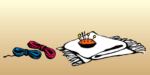 Sewing and embroidery needles. Vector drawing