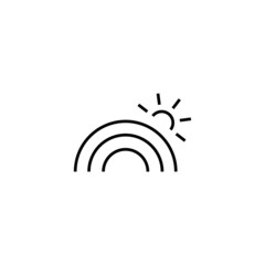 Vector symbol in flat style. Editable stroke. Perfect for internet stores, sites, articles, books etc. Line icon of rising sun over rainbow