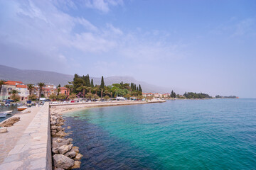 Kastel coast in Dalmatia,Croatia. Famous tourist destination. Old town near on the Adriatic seashore. - obrazy, fototapety, plakaty
