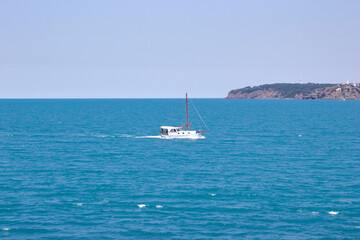 Mesmerizing view of a sailing ship in the ocean