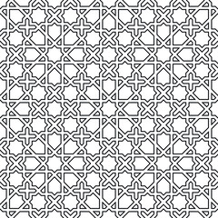 Seamless geometric ornament based on traditional islamic art. Contoured lines.