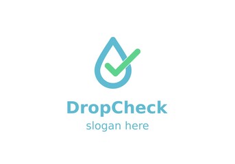 Water Check Logo Design Template Element. line art logo