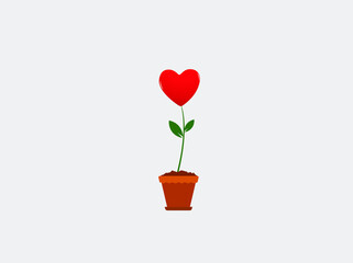 Happy Valentine day. Eco valentine day concept. Red heart in the tree. vector illustrations.