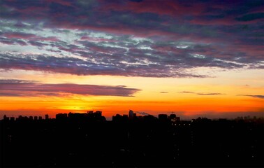 sunset over the city