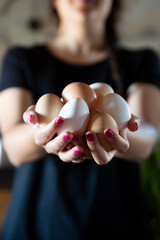 girl holding eggs
