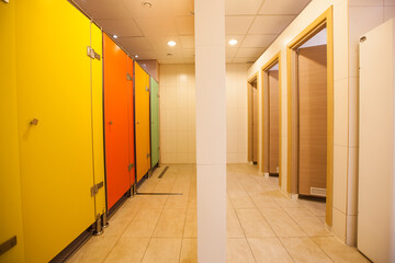 ide frame with the interior of a locker room of different colors with cabinets and specific equipment