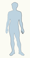 The male silhouette stands sideways. Vector drawing
