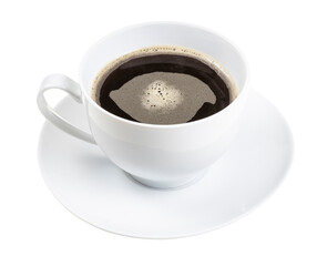 white cup with chicory root tea on saucer isolated