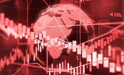 Econimical crisis concept. Spread in the world, economy is down. 3d illustration