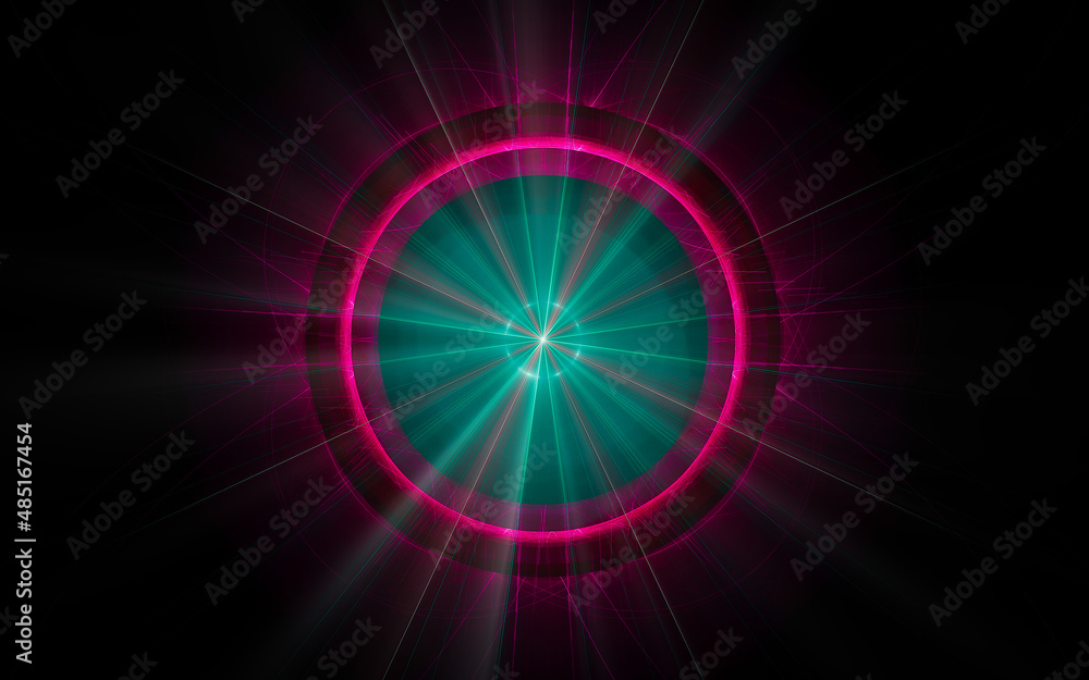 Aufkleber digital illustration abstract image generated fractal background image portal pattern of various geometric shapes and lines of various colors for computer graphics or web design