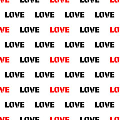 Seamless pattern with word love. Valentines day background. Vector illustration