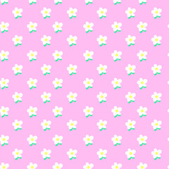 white flowers on pink background seamless vector pattern,pattern for girl,pink background with white flowers vector,cute pattern