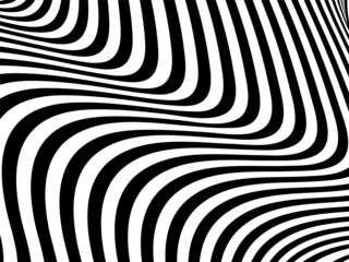 Abstract wave background with black and white striped, futuristic lines. Vector illustration