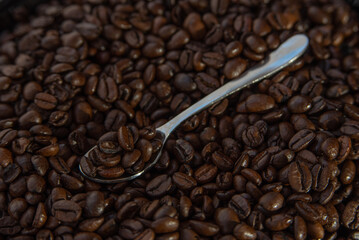 Freshly roasted and flavored coffee beans