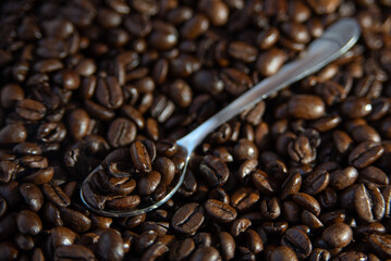 Freshly roasted and flavored coffee beans