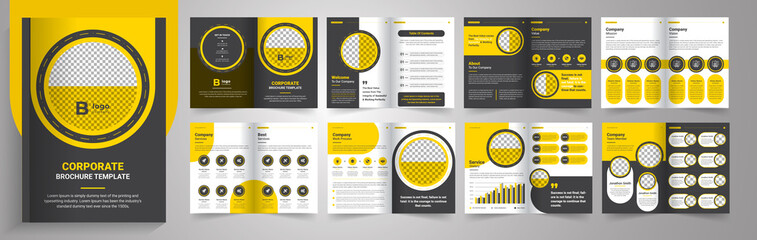 Company Profile Design, Brochure Design, lookbook Design, Magazine Design, catalog Design, new Clean And Simple 16 Page Brochure Template Layout,corporate Theme 16 Pages Company Profile Design,	