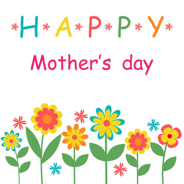 Vector illustration with flowers on a white background. Greeting card for mother's day.