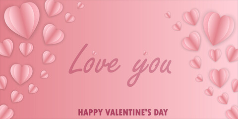 pink hart paper cut background, hart vector , valentine concept card