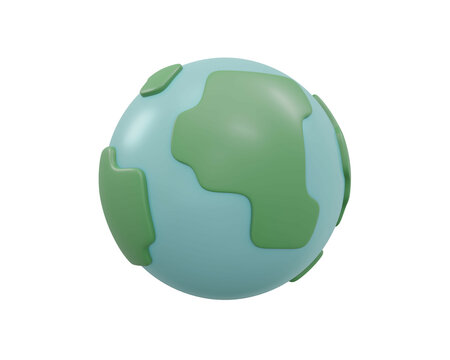 3D Rendering of earth icon symbol. 3D Render illustration minimal cartoon style.