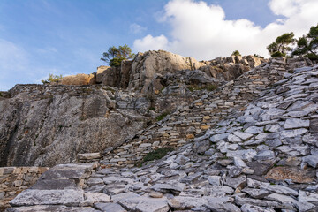 Part of the abandoned Penteli marble quarry in Attika, Greece.