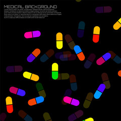 Medical background with pills. Pattern of capsule pills. Vector Illustration